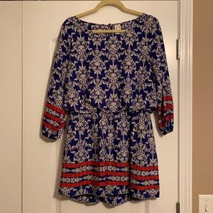 Pink Owl Royal Blue Romper